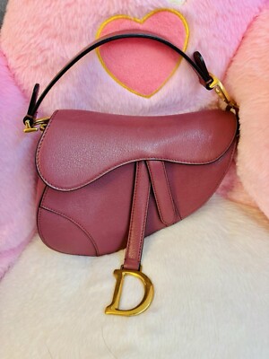 Christian Dior Burgundy Grained Calfskin Smooth Leather Mini Saddle Bag