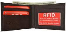 Mens Bifold Leather RFID Blocking Brown CreditCard/ID Security Wallet Marshal