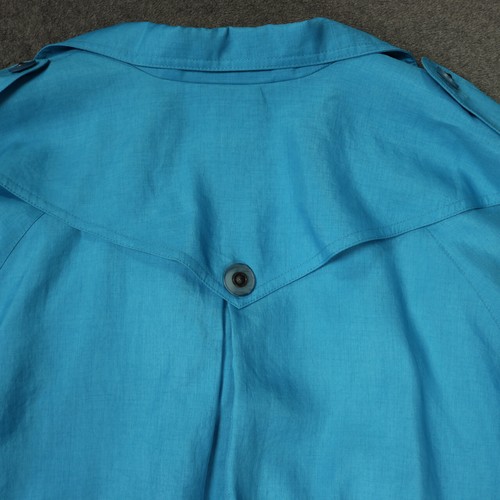 Vintage 80s Portrait Trenchcoat Lined Pockets Button Below the Knee Blue 10 - Picture 14 of 24