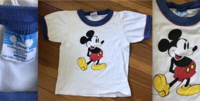 70s disney tee キッズ キッズ 古着 70s Disney Mickey ミッキー 両面 染込み Tシャツ