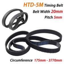 20mm Width HTD-5M Rubber Timing Belt Closed Loop 175-3770mm For Pulley, CNC 3D