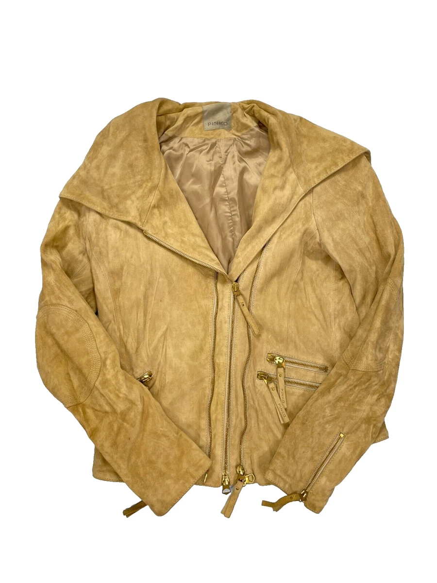 Blouson Cuir Suédé Pinko Rouge - Taille 36 Neuf Avec étiquettes - Style Bomber