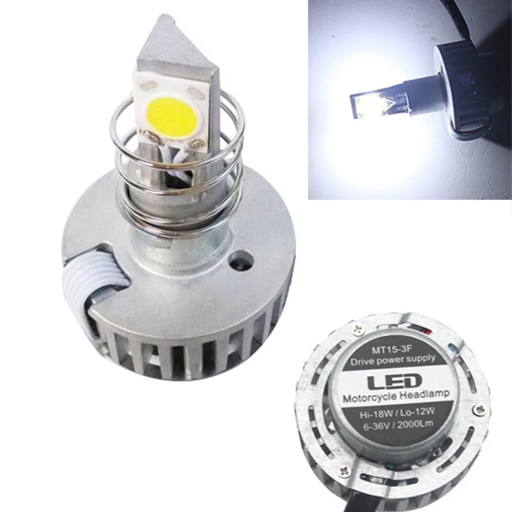6V 36V White LED 2000LM 18W Motorcycle Headlight Lamp Bulb H4 PH7 PH11 Adaptor