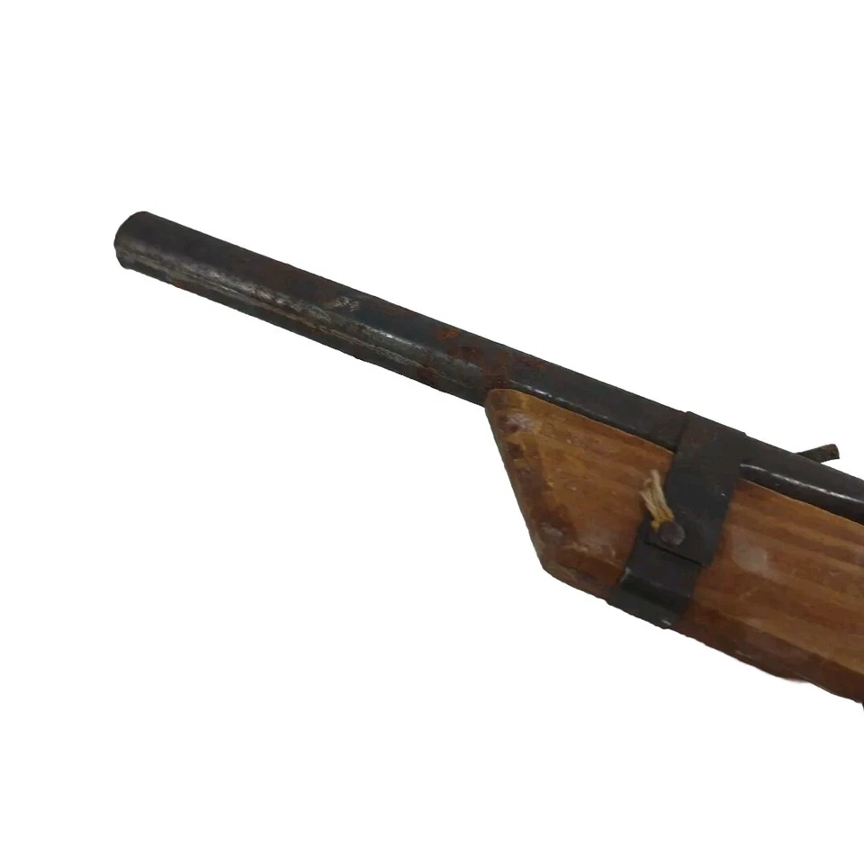 Antique Folk Art Wooden Toy Gun - With Metal Barrel and Trigger - Image 4 of 4