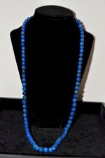 14k GOLD LAPIS LAZULI NECKLACE 93 8MM BEADS 75 g 32 INCHES