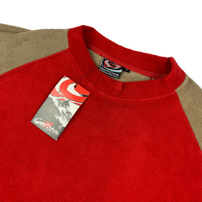 NEW VTG Gotcha Men's Polar Fleece Pullover Sweatshirt Red/Tan   Small