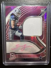 2021 Panini Spectra 236 Simi Fehoko /25 Auto Rookie Neon Pink Prizm Patch Jersey