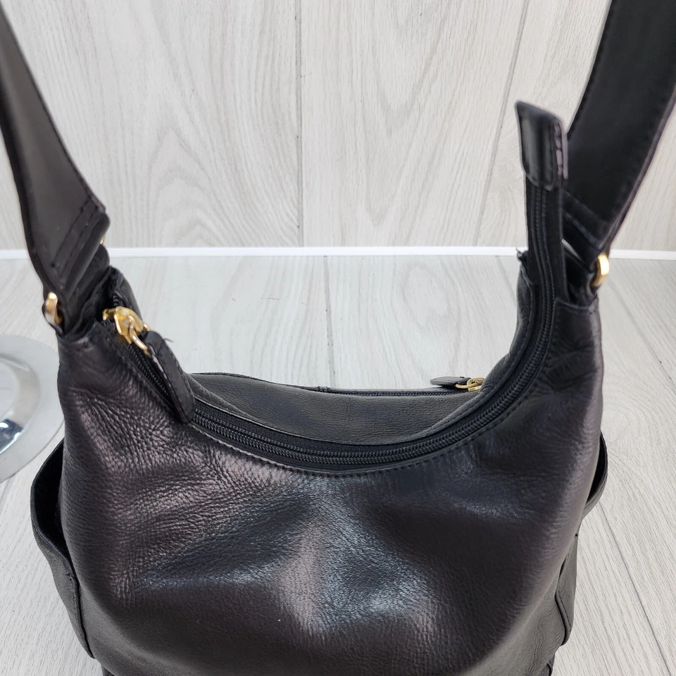 St Johns Bay Shoulder Bag Black Leather Hobo Handbag Satchel Office Purse FLAWED - Image 4 of 4