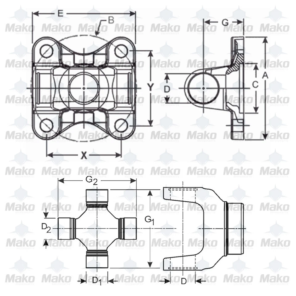 SPICER 1350 Series 3-2-1619 Flange Yoke Pilot 2"F 4.250BC XY 3.005 C3-2-651 FORD - Image 3 of 4