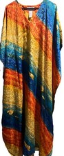 vtg WINLAR CAFTAN mumu DRESS colorful seashell gold coastal one sz nvr worn