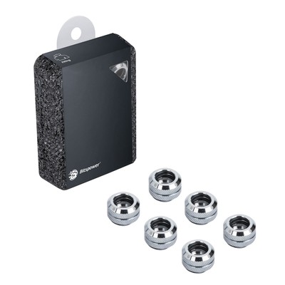 Bitspower G1/4'' Enh Multi-Link Fitting, 12mm OD, Silver, 6pk