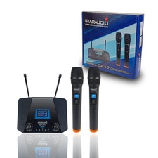Wireless Microphone Receiver System 2-Channel UHF Handheld Microphone Audio Mic
