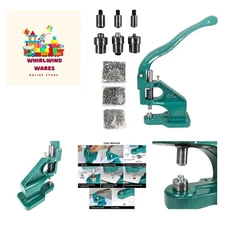 Hand Press Heavy Duty Eyelet Grommet Machine Punch Tool Kit with 3 Dies and 1...