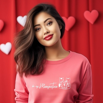 Be my Meowentine Valentine's Day Cat Sweatshirt, Kitty Lover, Cat Ladies Gift