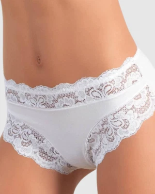 Damen High Waist Midi Slip Spitze Baumwolle Modal Stretch Jadea 742 Stretch