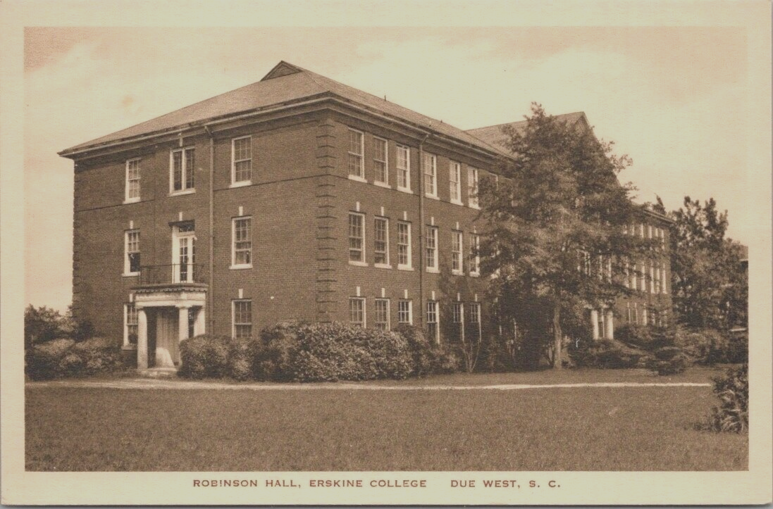 Robinson Hall Erskine College Vintage Postcard View Due West, South