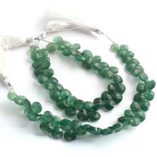 1 Strand Green Strawberry Briolette Beads, Heart Shape Faceted ,8inch