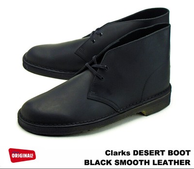 clarks desert boot black polished