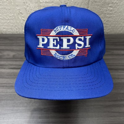 VINTAGE Pepsi Hat Cap Snap Back Blue Buffalo Rock Bottling 90s Bright Pepsi Blue