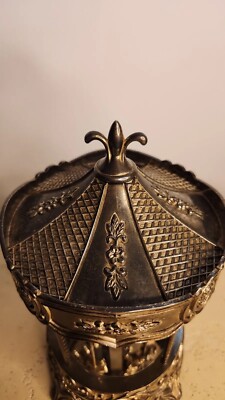 VINTAGE CAROUSEL WIND UP MUSIC BOX WALLACE SILVERSMITHS SILVER