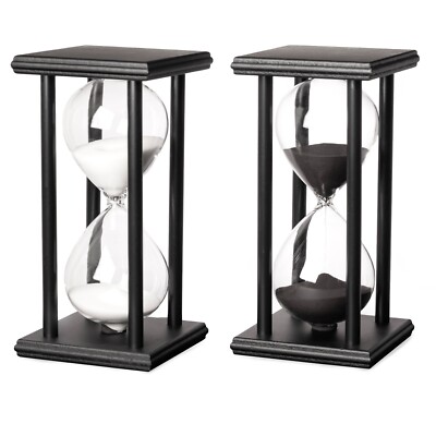 Elegante schwarze Sanduhr mit Holzrahmen Sanduhr Deko Sanduhr (1 Std.) für Büro, Zuhause