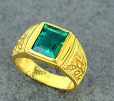 Green Emerald Men's Ring 925 Sterling Silver Handmade-Statement All Size