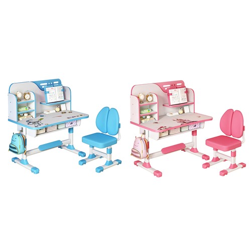 Kinder-Schreibtisch &Stuhl Set höhenverstellbar mit Astronauten-Design,Rosa/Blau - Bild 20 von 24