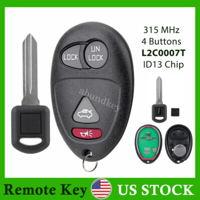 For 2001 2002 2003 Pontiac Grand Prix Remote Car Key Fob + Ignition Chipped Key