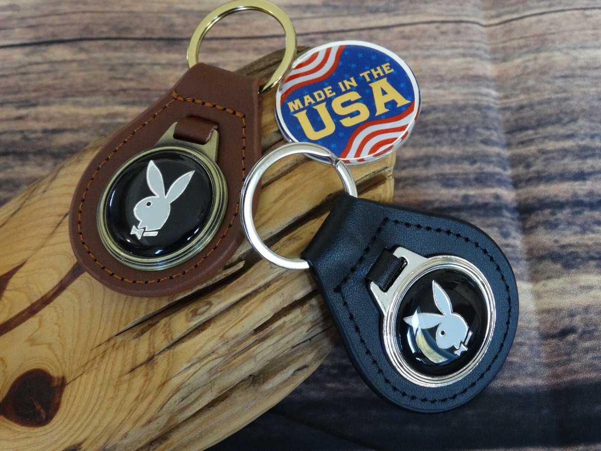 NEW RARE VINTAGE 1970's PLAYBOY BUNNY CAR BLACK Leather Key Chain