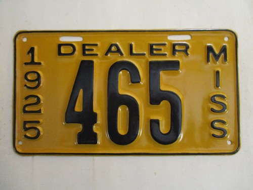 1925 Mississippi DEALER License Plate Tag | eBay