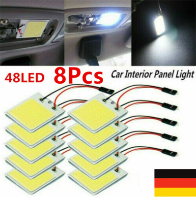 8 Stk 48 SMD COB White Panel LED T10 12V Auto Innenverkleidung Licht Dome Lampe