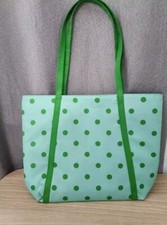 Clinique x Kate Spade Shopping Shoulder Travel Tote Large Green Dot Bag NWT