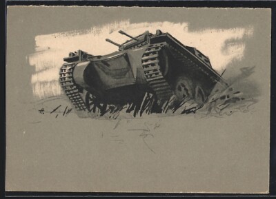 artist postcard tanks in use 
