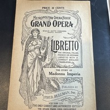 Metropolitan Opera House Grand Opera Liberto Madonna Imperia From 1928