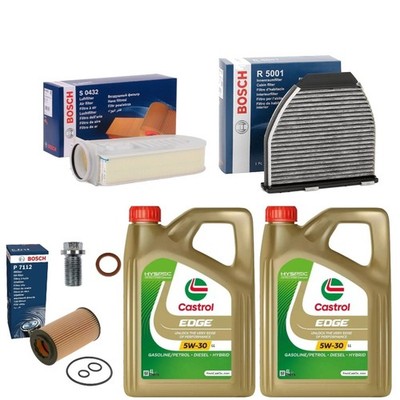 8L CASTROL EDGE LL 5W30 BOSCH SERVICE KIT FOR MERCEDES E250 2.0 W212 09-16