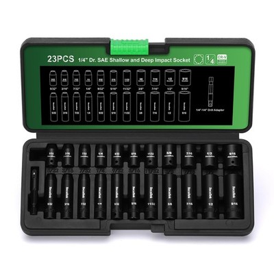 TecoTek 23 Pieces 1/4-Inch Drive Shallow and Deep 5/32 - 9/16 in (23 PCS)
