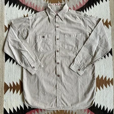 Vintage 1940s 50s Sears Hercules Repaired Work Shirt Sz L - Cotton Gab Blend