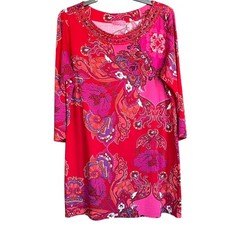 Joyous & Free Women's Size XL Shift Dress Embelleshid Beaded Neckline Bohemian