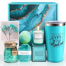 Valentines Day Gifts for Her, Relaxing Spa Gift Basket Set, Medium, Blue 