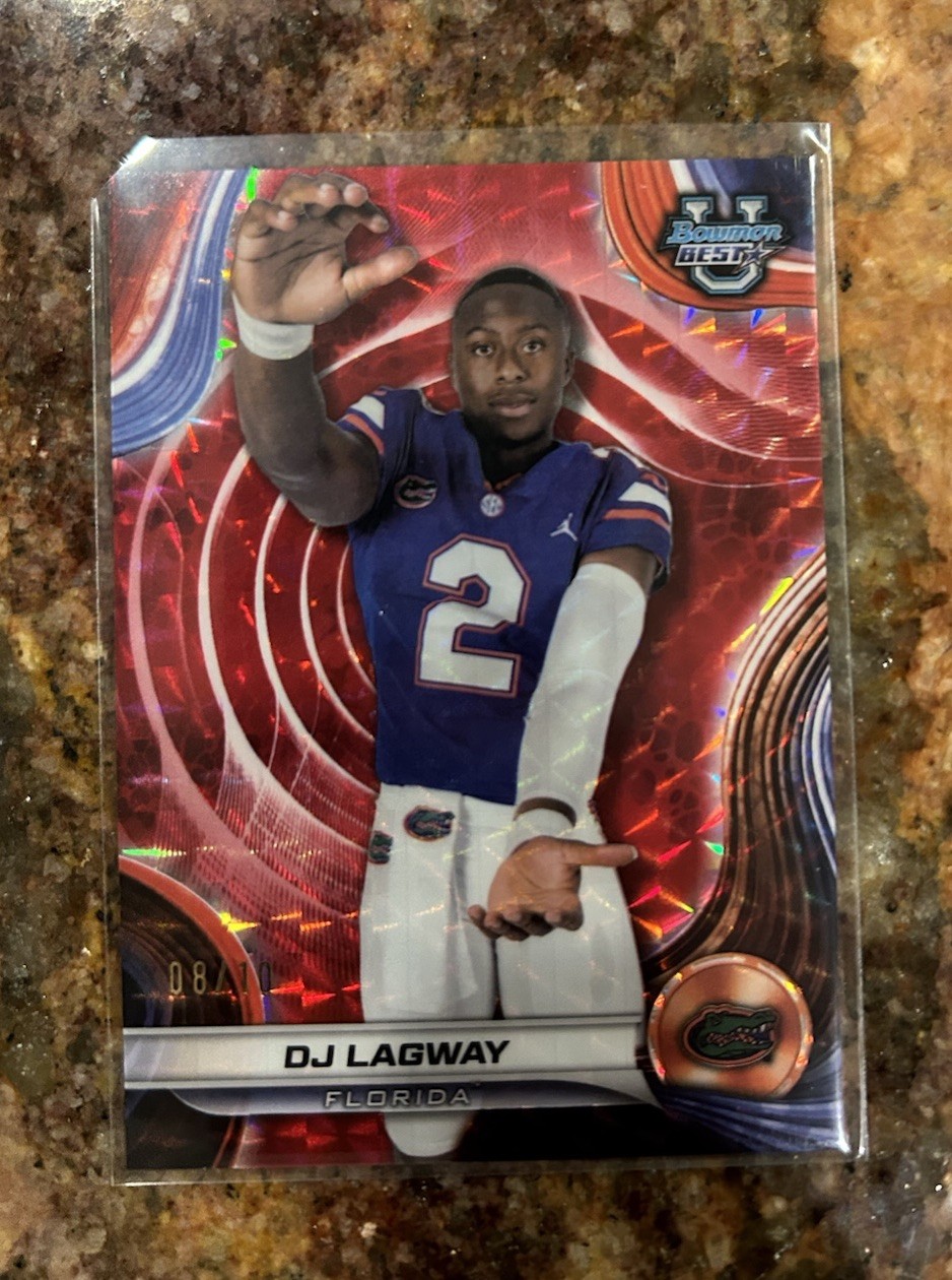 DJ Lagway 2024 Bowman Best Chrome U University Red Refractor /10 Rookie Florida