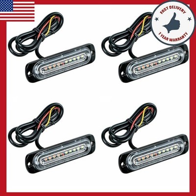 White Car Amber SUV Strobe Flash Lights Bars Super Lamp Bright Waterproof AUXITO