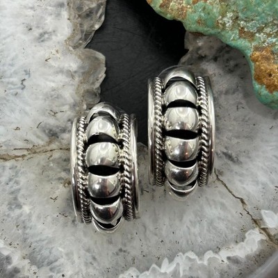 Priscilla Apache Native American Sterling Half-Moon Post Earrings For Women