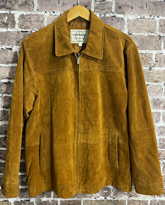 Vintage Boston Harbour Brown Leather Full Zip Jacket Lined Pocket Point Collar L
