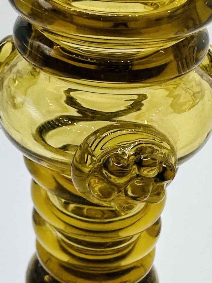 Antique 19th Century German Bohemian Amber Etched Roemer Wine Glass with Prunts - Image 4 of 4