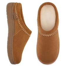 Women's Slip On Moccasin Slippers, Microsuede Indoor/Outdoor Comfy 7-8 Tan