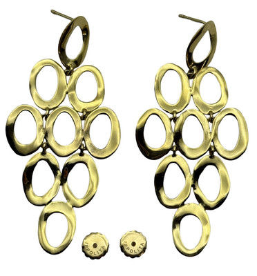 IPPOLITA Classico, 18k Gold Open Oval Cascade Earrings, 11.5g, 65mm Drop.