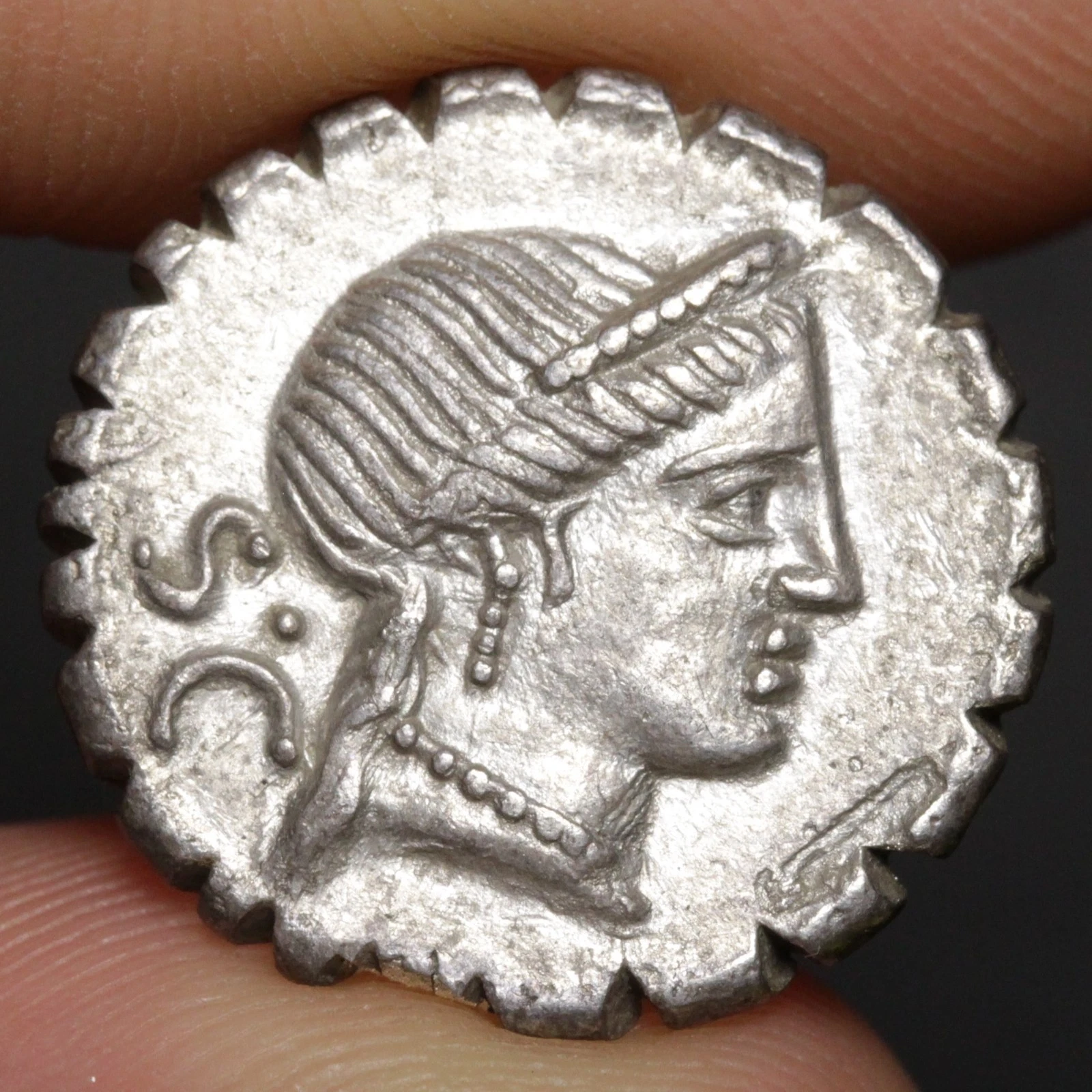 Chariot Denarius Serratus 79BC Ancient Roman Republic Silver Coin