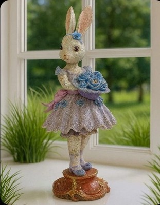 Nostalgisches Kaninchen Hasen Mädchen Vergissmeinnicht Clayre & Eef Ostern