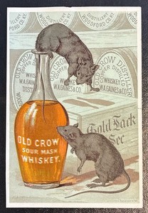 FRANKFORT, KY ~ W. A. GAINES & Co., Old Crow Sour Mash Whiskey, Trade Card 1884