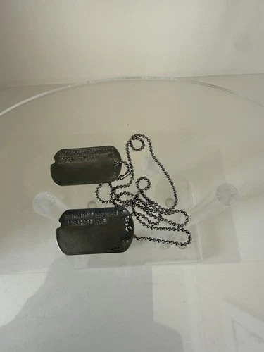 Vintage US Army WW2 Era Military Dog Tags w Bead Ball Chain